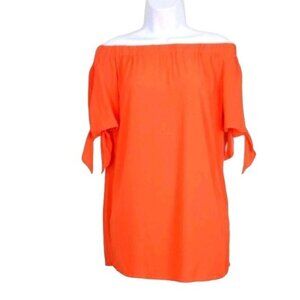 DO + BE -Women's Orange off the shoulders shirt with ties on sleeves Size M